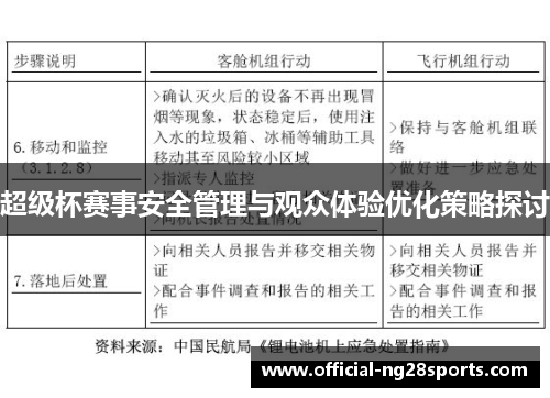 超级杯赛事安全管理与观众体验优化策略探讨