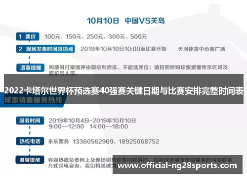 2022卡塔尔世界杯预选赛40强赛关键日期与比赛安排完整时间表