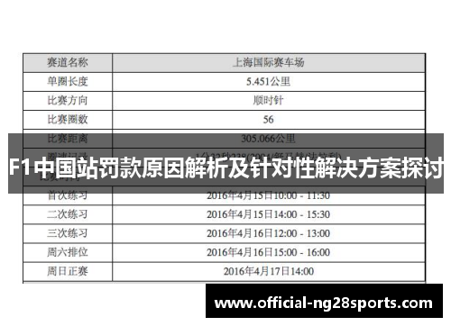 F1中国站罚款原因解析及针对性解决方案探讨