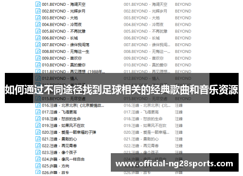 如何通过不同途径找到足球相关的经典歌曲和音乐资源