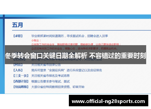 冬季转会窗口关键日期全解析 不容错过的重要时刻
